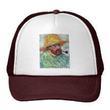 Self-Portrait With Straw Hat By Vincent Van Gogh