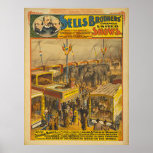 Sells Brothers Zoological Marvels Circus Poster