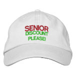 Senior Discount Please embroidered hats