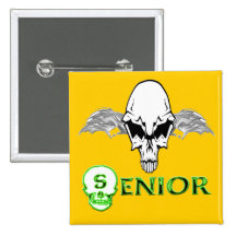 Senior - Skull Wings Pinback Button