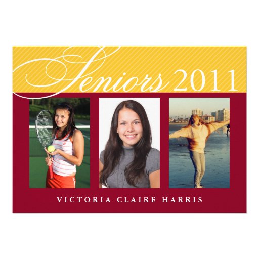 Seniors celebrate gold maroon 3 photos graduation personalized invite