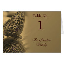 Sepia Butterfly Nature Wedding Table Place Card