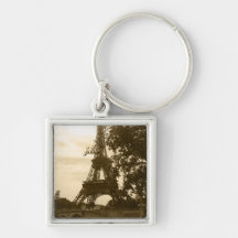 Sepia Eiffel Tower Keychains