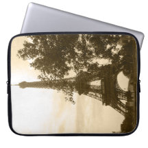 Sepia Eiffel Tower Laptop Computer Sleeve
