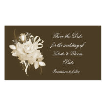 Sepia Rose Save the Date Business Card Template