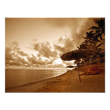 Sepia Toned Beach Scene Photograph
