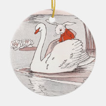 Serene Swan Gives Rabbit a Lift Christmas Tree Ornament