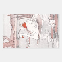 Serene Swan Gives Rabbit a Lift Rectangle Sticker