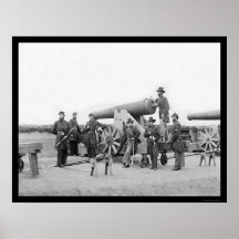 Seven Officers by a Big Gun in Washington, DC 1865 Posters