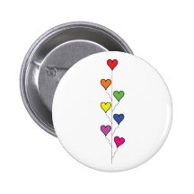 Seven Rainbow Coloured  Heart Balloons Button