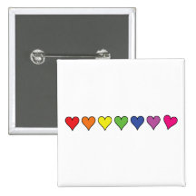Seven Rainbow Coloured Hearts Pin