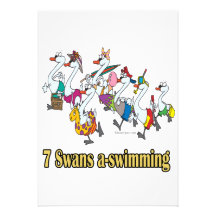 seven swans a-swimming seventh 7th day christmas personalised invitations
