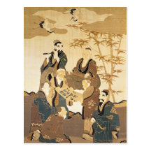 Seven wise men in the bamboo forest post card