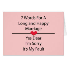 Seven Words For a Long and Happy Marriage Greeting Card