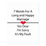 Seven Words For a Long and Happy Marriage Post Card
