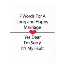 Seven Words For a Long and Happy Marriage Post Card