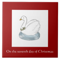 Seventh Day of Christmas Tile - Swan with Holly tiles