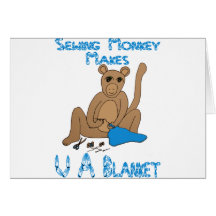 Sewing Monkey Makes U a Blanket Greeting Card
