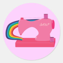 Sewing Rainbows Round Sticker
