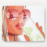 Sexy Girl With Drink & Shades Mouse Pads