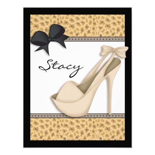 Sexy Nude Heels and Leopard Note Card Personalized Invitation