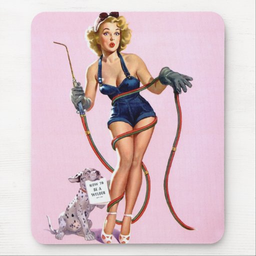 Sexy Vintage Welding Pin Up Woman Mousemat