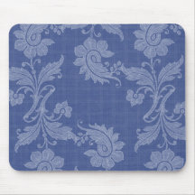 Shabby Blue Floral on Light Plaid Mousepad