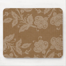 Shabby Brown Floral and Diamond Mousepad