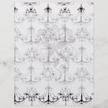 shabby chandelier white black damask full color flyer