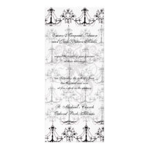 shabby chandelier white black damask personalised announcement
