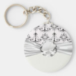 shabby chandelier white black damask keychains