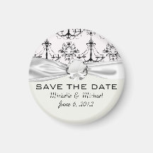 shabby chandelier white black damask fridge magnets
