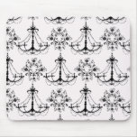 shabby chandelier white black damask mousemats