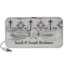 shabby chandelier white black damask mp3 speaker