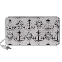 shabby chandelier white black damask pattern PC speakers