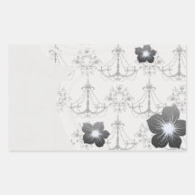 shabby chandelier white black damask rectangle sticker