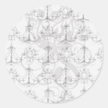 shabby chandelier white black damask stickers