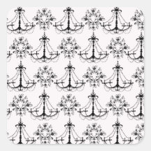 shabby chandelier white black damask stickers