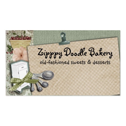 Shabby chic cherry icebox cooking baking biz cards business cards