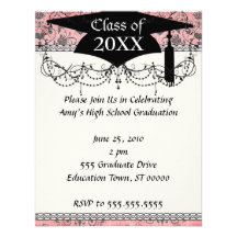 shabby chic grey heart swirl damask on grunge pink invitations