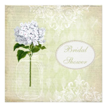 Shabby Chic Mason Jar & Hydrangea Bridal Shower Invites