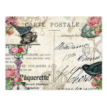 Shabby Chic Paris Bluebird Postcard