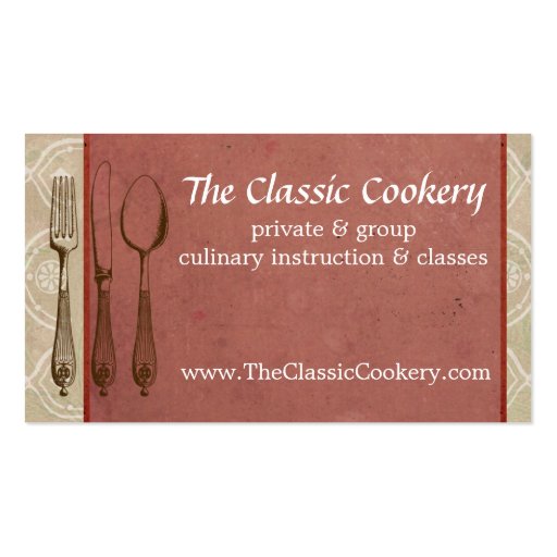 Shabby chic vintage fork knife spoon chef catering business card templates