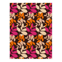 shabby colourful leaves pattern post cards
