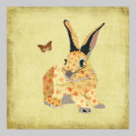 Shabby Floral Bunny Art Poster posters