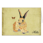 Shabby Floral Bunny  Personalized Notecard
