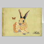 Shabby Floral Bunny  Personalized Notecard cards