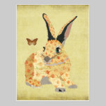 Shabby Floral Bunny  Postcard postcards