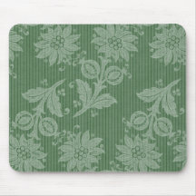 Shabby Green Floral and Stripe Mousepad