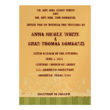 Shabby Peach and Green Wedding Invitation